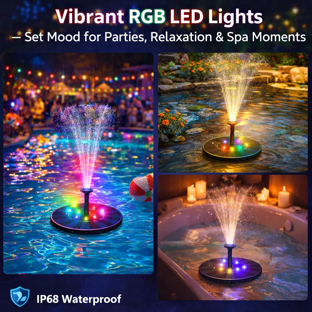 Solar-Powered LED Pool Fountain - Perfect Upgrade for Your Swimming Pool